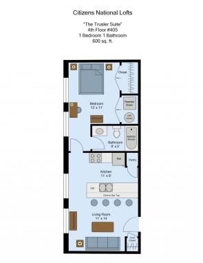 Citizens National Lofts 1-Bed 