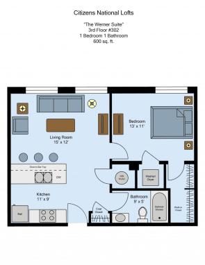 Citizens National Lofts 1-Bed 
