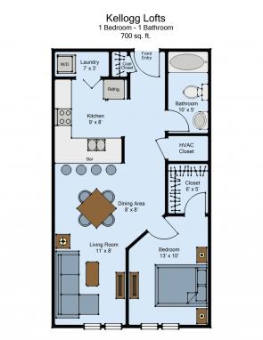 Kellogg Lofts - 1 Bed 