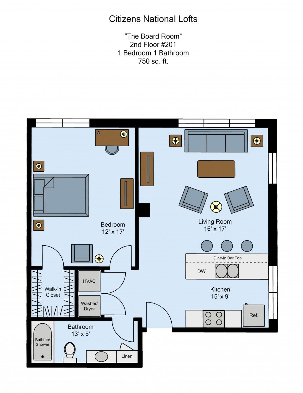 Citizens National Lofts 1-Bed 